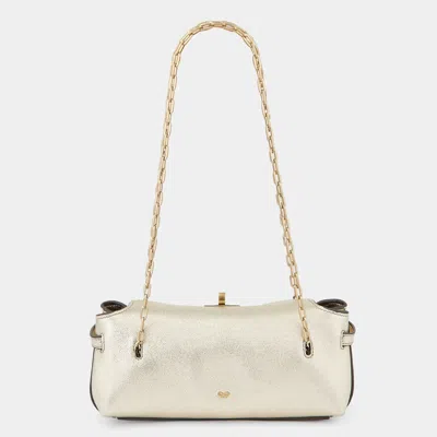 Anya Hindmarch Mini Waverley Evening Bag In Metallic Nappa Leather In White