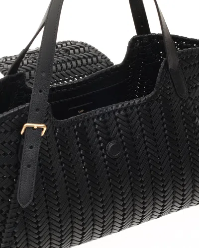 Anya Hindmarch Black Shiny Capra Leather Neeson Tassel Tote In Black