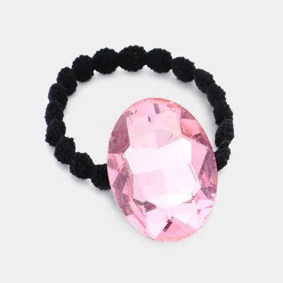 Fashnzfab Crystal Oval Accented Stretch Hairband In Pink