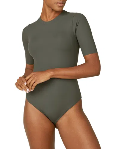 Spanx Suit Yourself Ribbed Crewneck Bodysuit In Gray