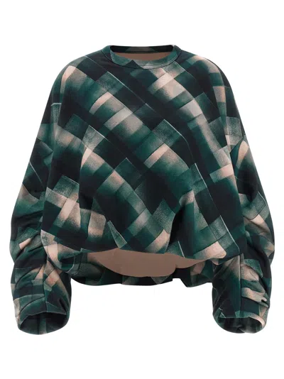 Dries Van Noten Abstract Pattern Long Sleeve Relaxed Sweatshirt In Green