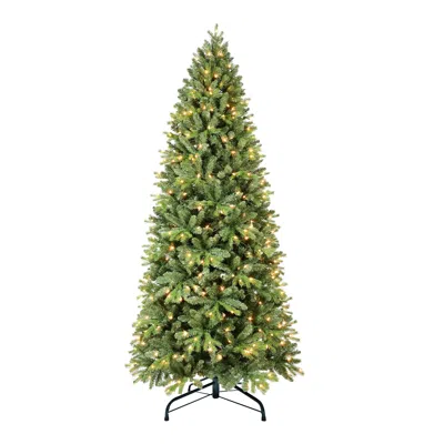 Hivvago 8ft Christmas Tree With 1847 Tips And 600 Warm White Led Lights Pvc+pe Mixed Branches In Green