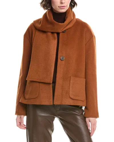 Pascale La Mode Wool-blend Coat In Brown