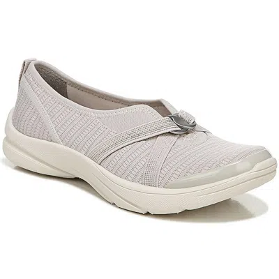 Bzees Lana Womens Metallic Comfy Slip-on Sneakers In White