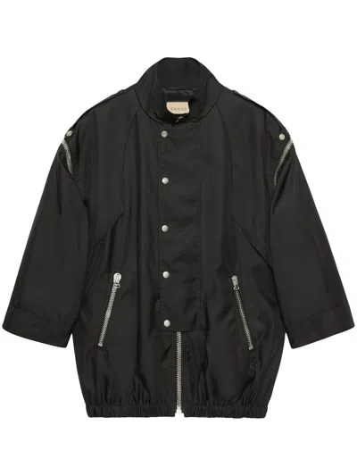 Gucci Stylish Jackets With High Collar And Zip Pockets In Black
