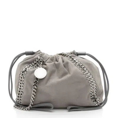 Stella Mccartney Shaggy Deer Falabella Drawstring Small Tote In Gray