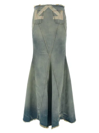 Off-white High Waist Skirt Featuring Panel Detailing In Gray