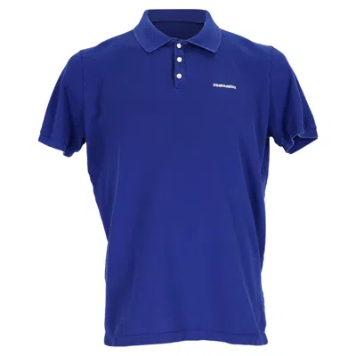 Dsquared2 Logo Patch Polo Shirt In Blue Cotton In Blue