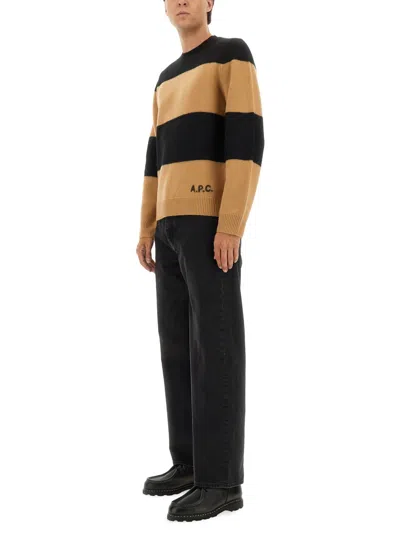 Apc A.p.c. A.p.c. Edwardo Striped Wool Jumper In Brown