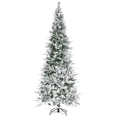 Hivvago 9 Ft Unlit Snow Flocked Pine Artificial Christmas Tree With Realistic Branches And 1159 Tips In Green