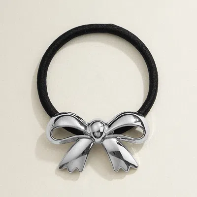 Fashnzfab Metal Bow Pointed Hair Band In Metallic