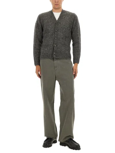 Aspesi Textured Grey Wool Cardigan In Gray