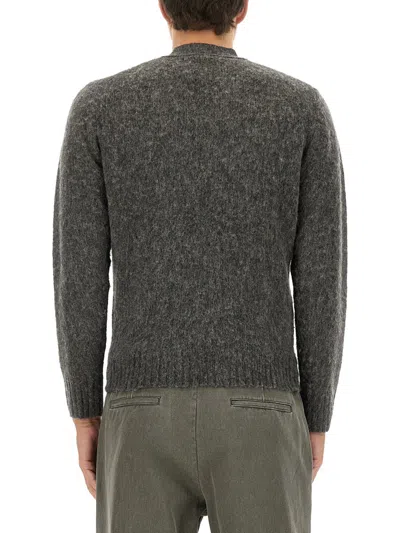 Aspesi Textured Grey Wool Cardigan In Gray