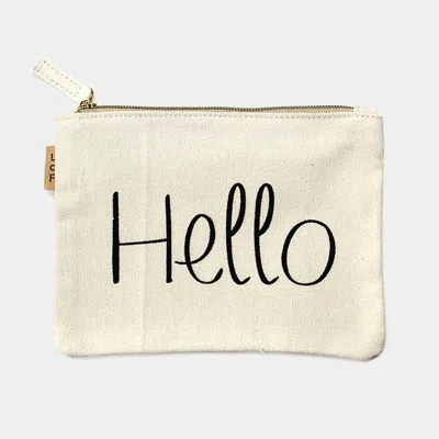 Fashnzfab Hello Message Cotton Canvas Eco Pouch Bag In Multi