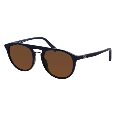 Ferragamo Sf 1090s 414 54mm Mens Oval Sunglasses In Blue