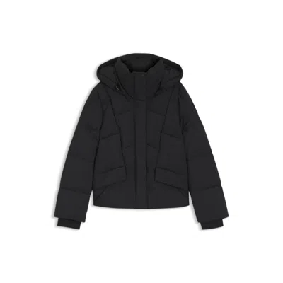 Hugo Boss Padded Jacket With Hood And Piped Details In Black
