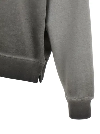 Off-white Crew Neck Sweatshirt With Long Sleeves And Ribbed Cuffs In Gray