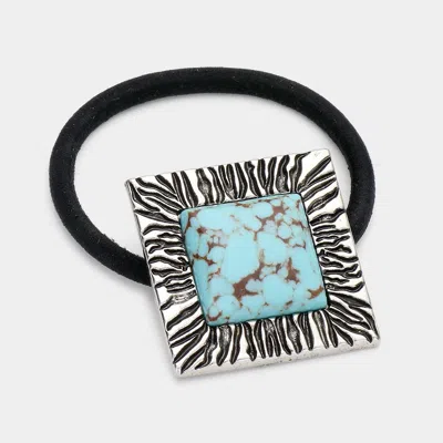 Fashnzfab Square Natural Stone Stretch Hairband In Black