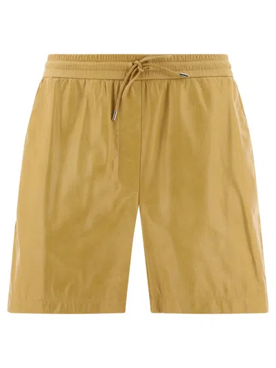 Loewe Stylish Leather Shorts With Pockets And Waistband In Yellow
