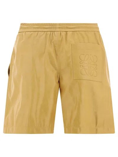 Loewe Stylish Leather Shorts With Pockets And Waistband In Yellow