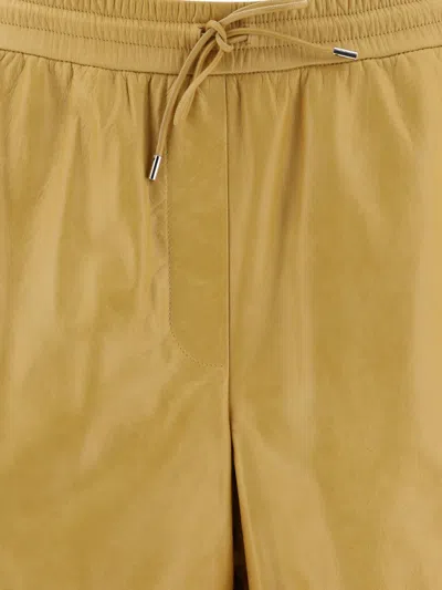 Loewe Stylish Leather Shorts With Pockets And Waistband In Yellow