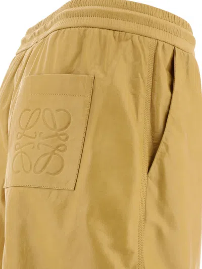 Loewe Stylish Leather Shorts With Pockets And Waistband In Yellow