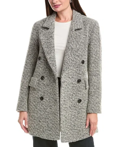Fleurette Double Breasted Wool Coat In Gray