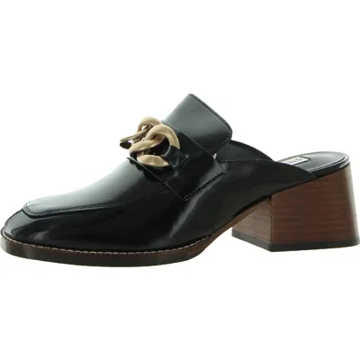 Steve Madden Lorie Womens Patent Loafer Block Heels In Black