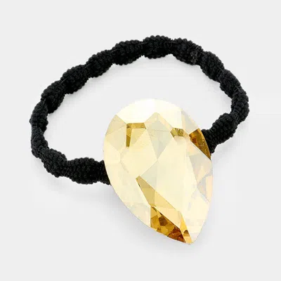 Fashnzfab Crystal Teardrop Accented Stretch Hair Band In Brown