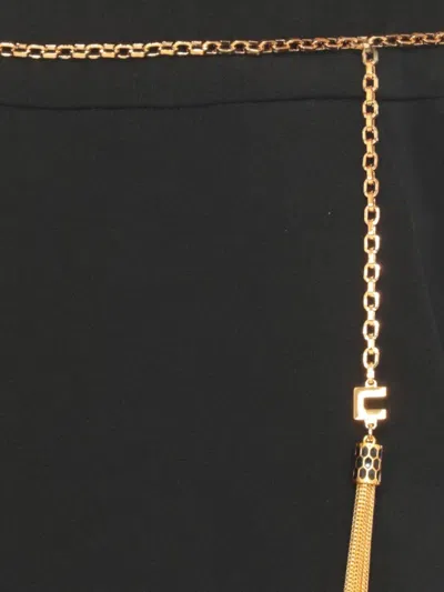Elisabetta Franchi Lightweight Crepe Shorts With Jewel Chain In Black