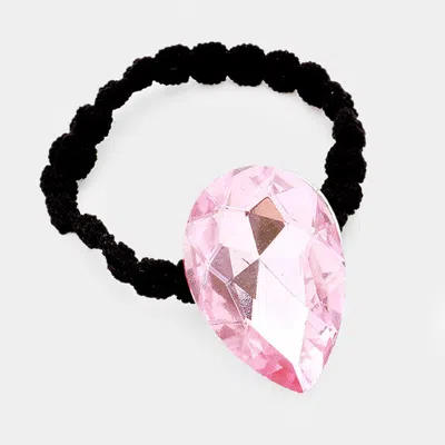 Fashnzfab Crystal Teardrop Accented Stretch Hair Band In Pink