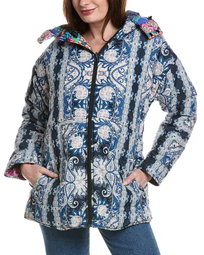 Johnny Was Mauri Reversible Puffer Coat In Blue