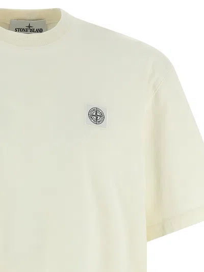 Stone Island Embroidered Cotton Jersey T-shirt In Neutral