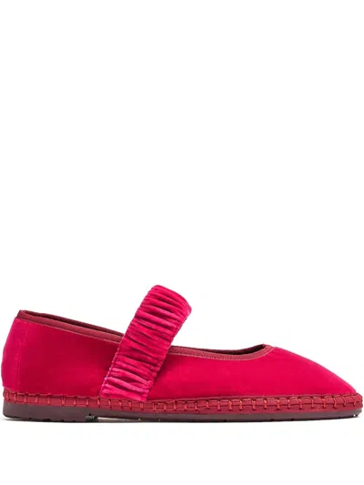 荷叶边饰带芭蕾平底鞋