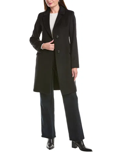 Fleurette Wool-blend Car Coat In Black