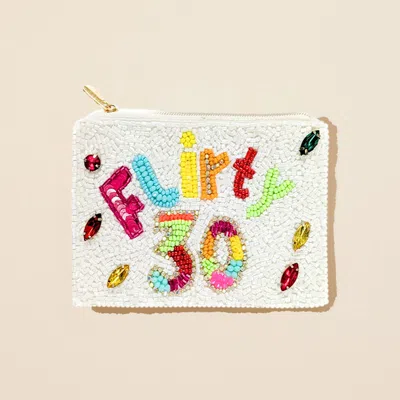 Fashnzfab Flirty 30 Message Seed Beaded Mini Pouch Bag In White
