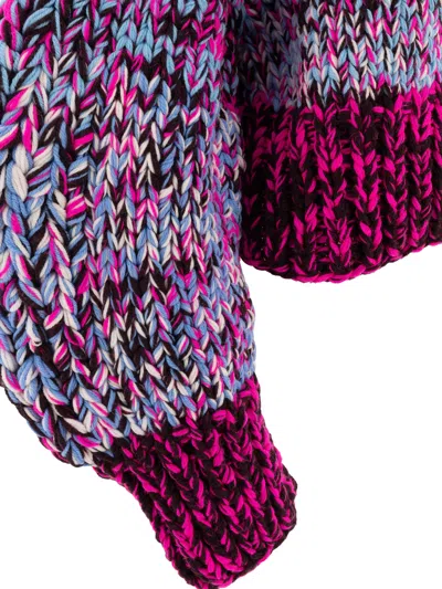 Loewe Chunky Knit Crew Neck Long Sleeve Sweater In Burgundy