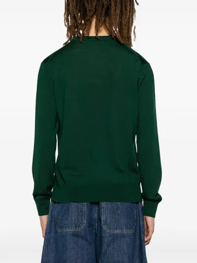 Gucci Maglione Con Logo Ricamato Sul Fianco Knitwear Green In Green