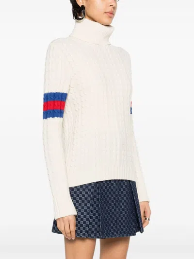 Gucci Maglione Lavorato A Maglia A Trecce Knitwear White In Neutral