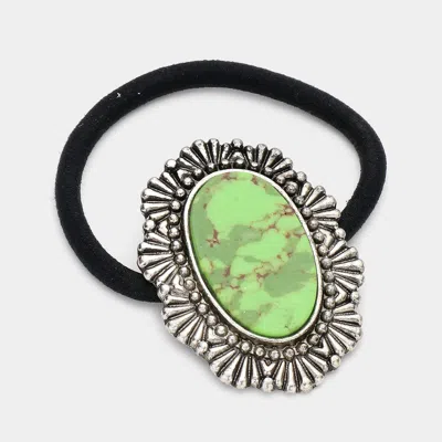 Fashnzfab Oval Natural Stone Stretch Hairband In Black
