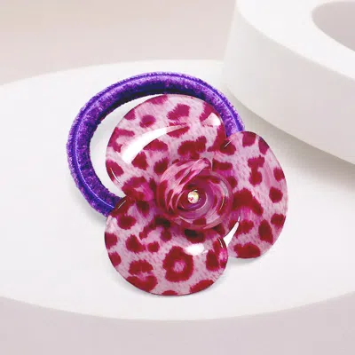 Fashnzfab Flower Leopard Print Hair Band In Pink