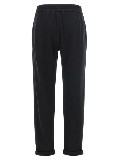 Brunello Cucinelli Casual Joggers With Drawstring And Stripe In Black