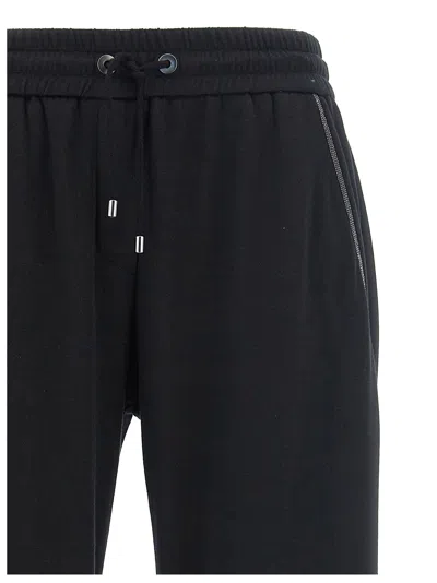 Brunello Cucinelli Casual Joggers With Drawstring And Stripe In Black