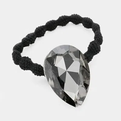 Fashnzfab Crystal Teardrop Accented Stretch Hair Band In Black