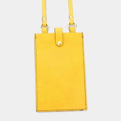 Fashnzfab Alligator Pattern Faux Leather Travel Neck Pouch Bag In Yellow