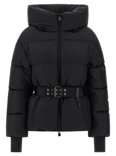 Moncler Belted Hooded Jacket In Black