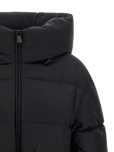 Moncler Belted Hooded Jacket In Black