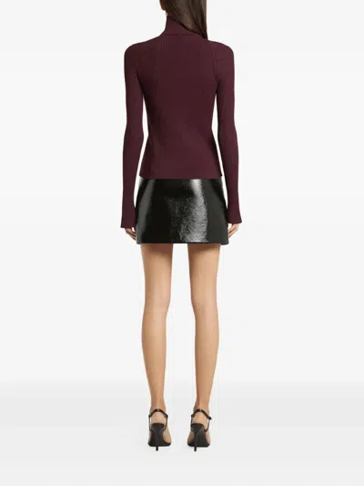 Courrèges Oblique Butonned Mockneck Sweater Clothing In Burgundy