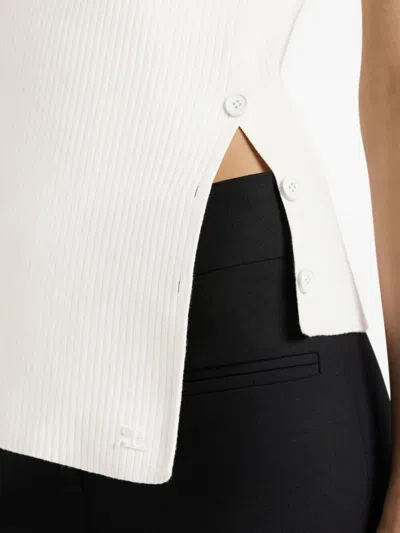 Courrèges Cut-out Ribbed-knit Top In White