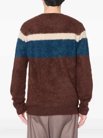 Kolor Cashmere Striped Sweater In Brown